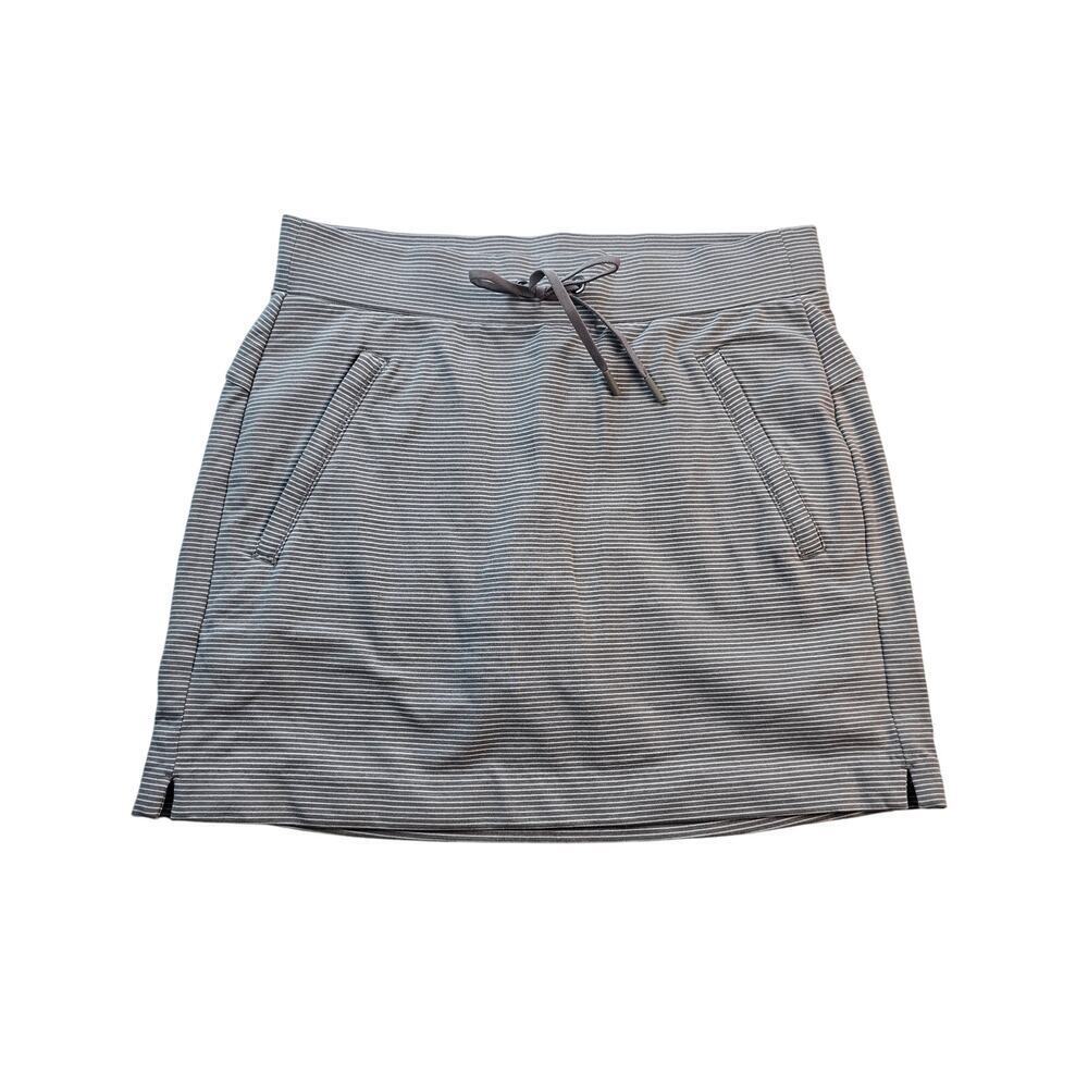 Athleta Gray Stripe Modern Metro Skirt Skort Stretch Drawstring XXS zip pockets